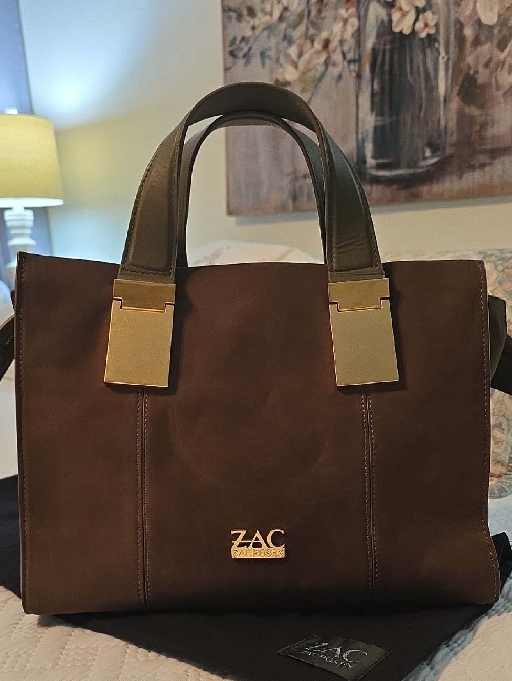 Zac Posen Brown Suede Satchel/Crossbody